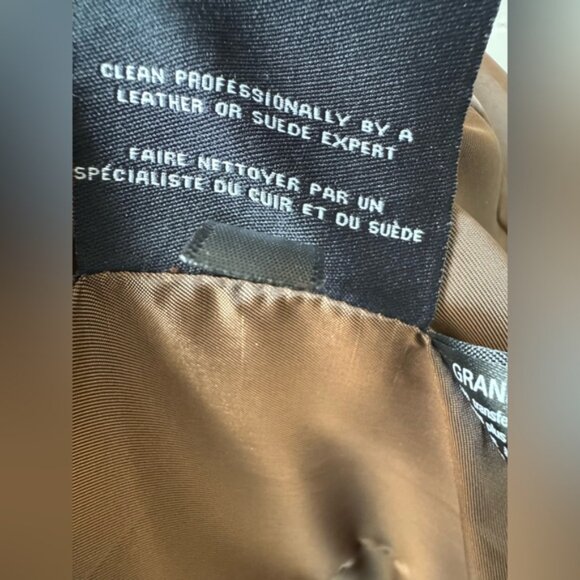 Cole Haan XL Single Breasted Wing Collar Lambskin Leather Jacket, Hickory - Picture 6 of 8